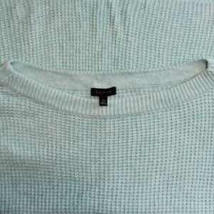 Talbots Oversized XS $98 Cotton Wool Blend Aqua Teal Blue Waffle‎ Knit Sweater